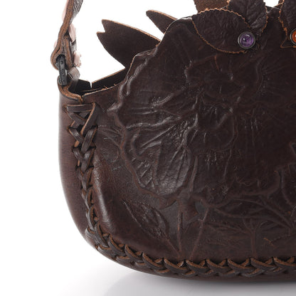 Valentino Garavani Calfskin Braided Bow Flower Floral Shoulder Bag Brown 7 of 10