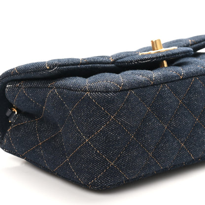Chanel Denim Quilted Mini Rectangular Flap Dark Blue 9 of 11