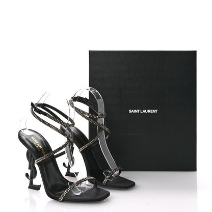 Saint Laurent Satin Crystal Opyum Sandals 37 Black 8 of 9