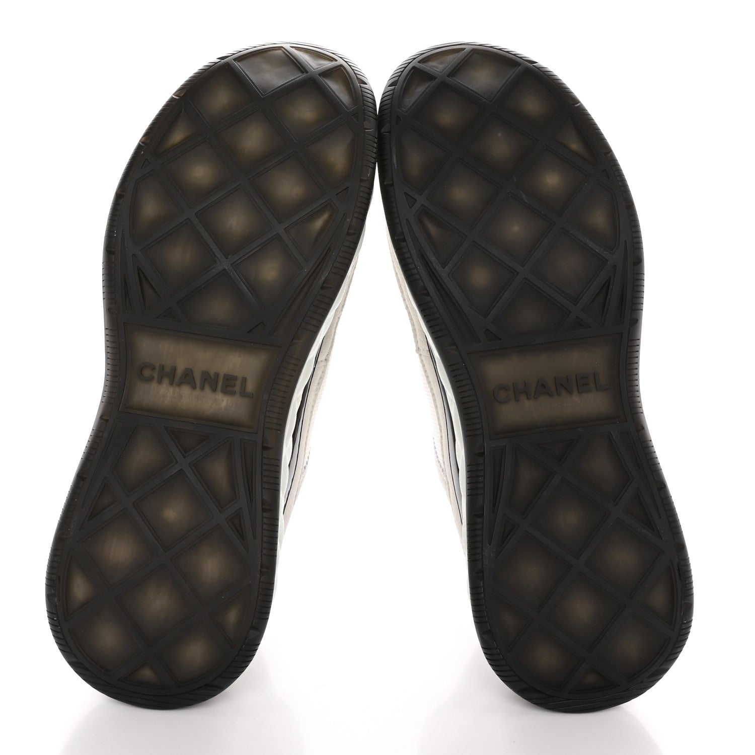 Chanel Velvet Calfskin Mixed Fibers CC Sneakers 38 Ivory Black 6 of 12