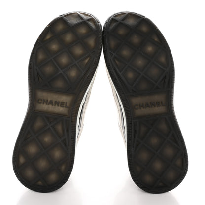 Chanel Velvet Calfskin Mixed Fibers CC Sneakers 38 Ivory Black 6 of 12