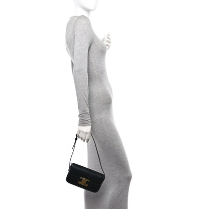 Celine Shiny Calfskin Triomphe Shoulder Bag Black 2 of 11