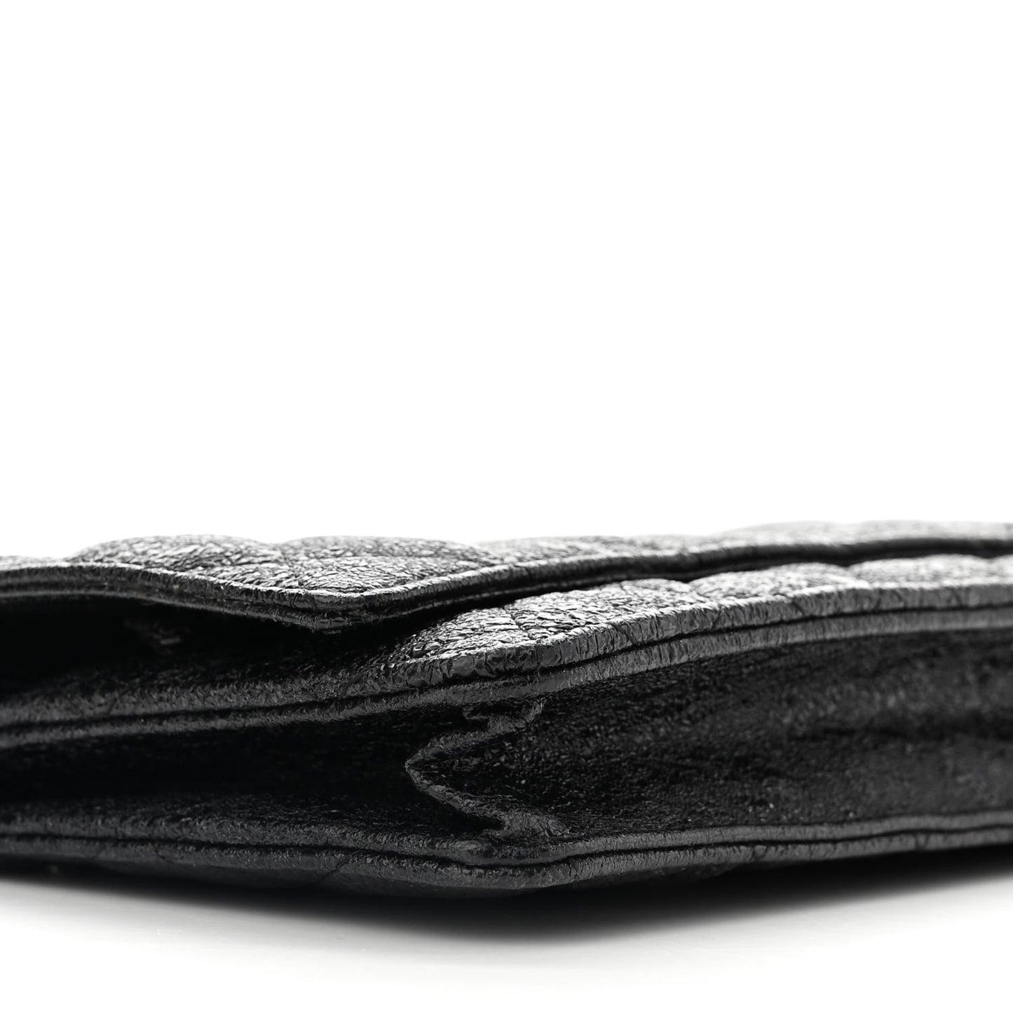 Crackled Calfskin Wallet On Chain WOC Black