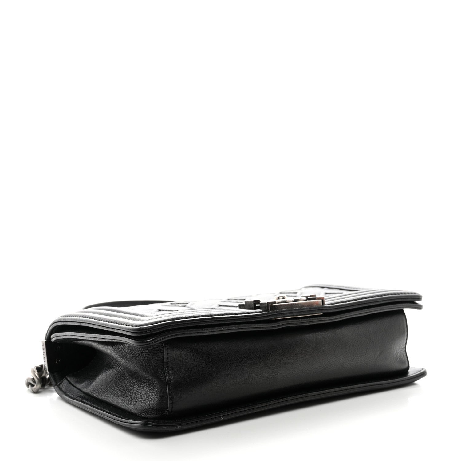 Chanel Calfskin Crystal Embossed Medium Boy Flap Black 4 of 12