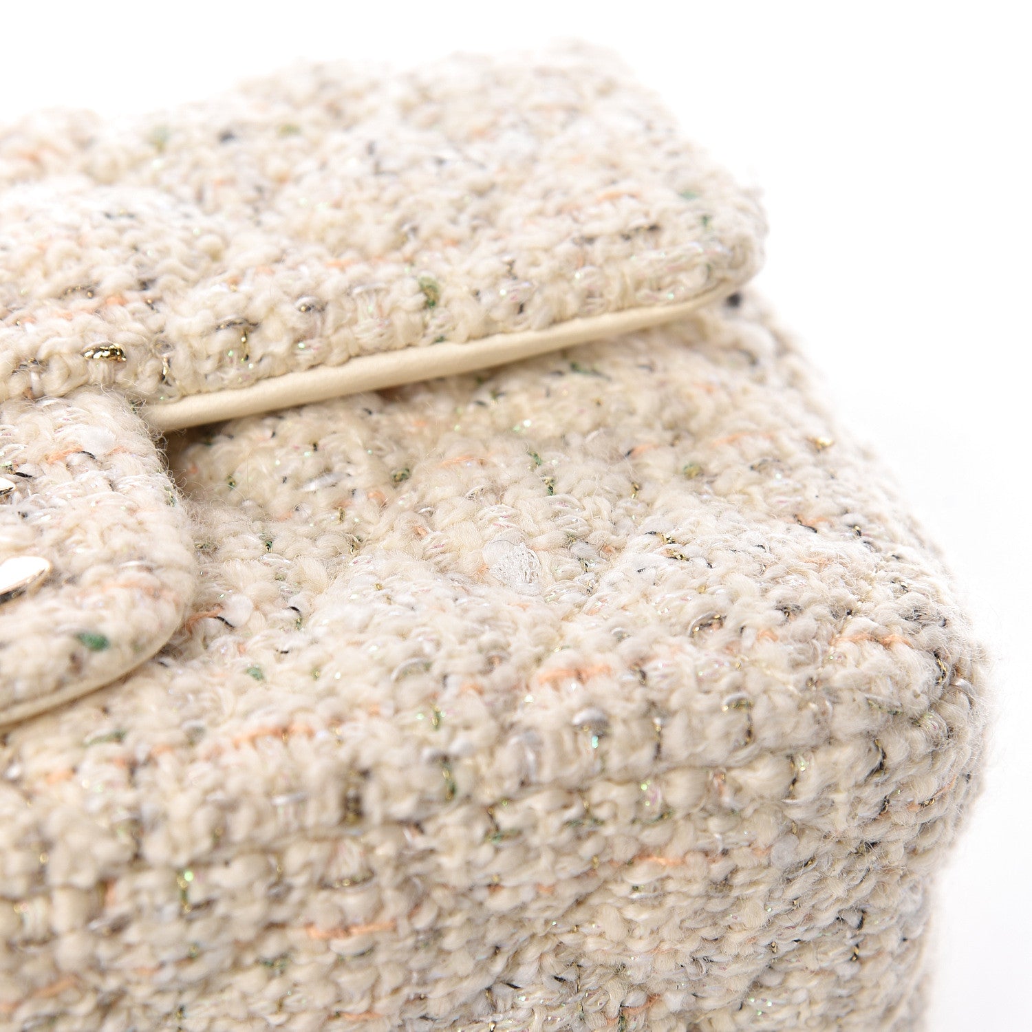 Chanel Tweed Quilted Mini Rectangular Flap Off White 9 of 15