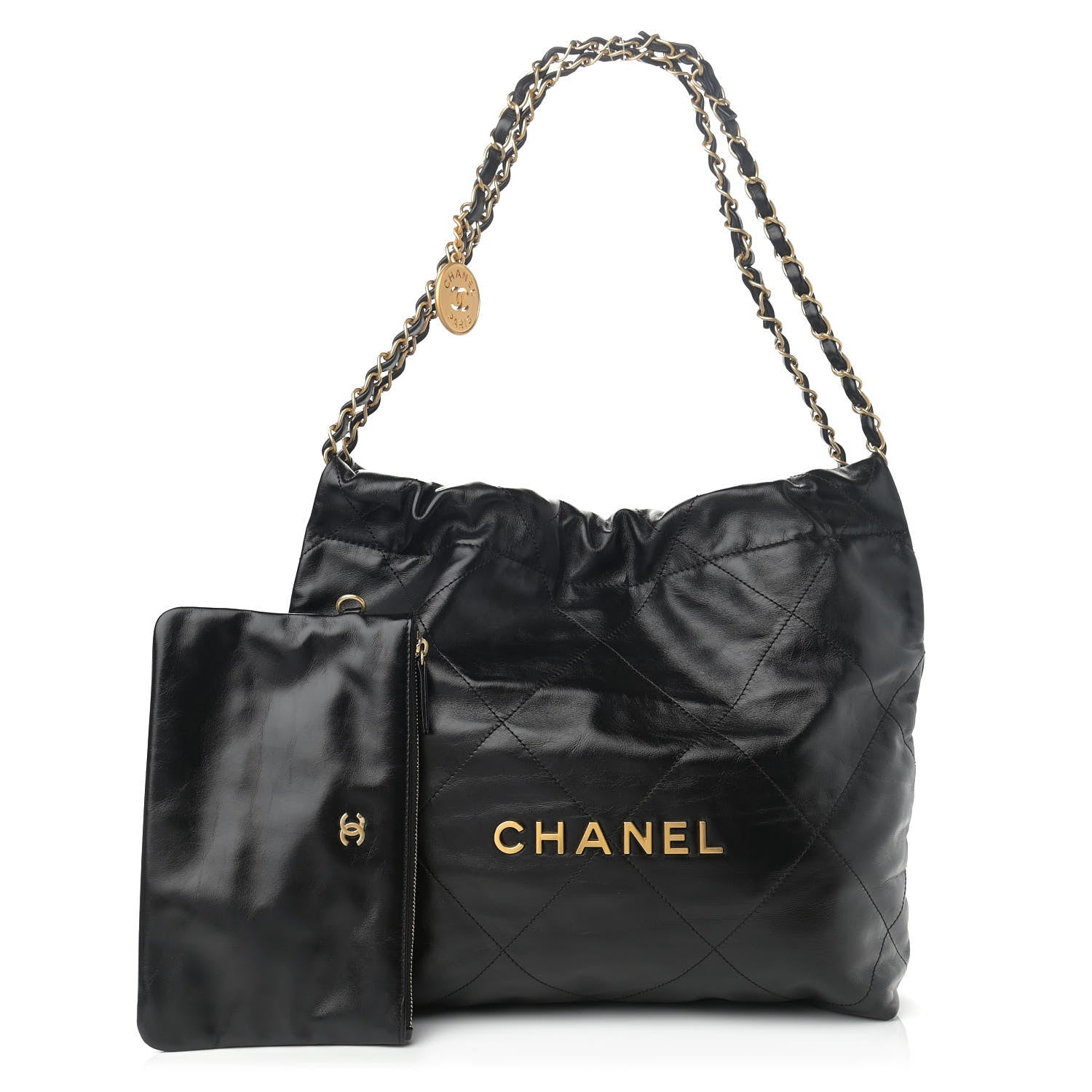 Chanel Shiny Calfskin Quilted Small Chanel 22 Black 1 of 11