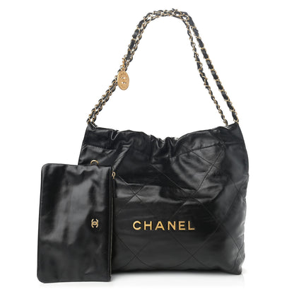 Chanel Shiny Calfskin Quilted Small Chanel 22 Black 1 of 11