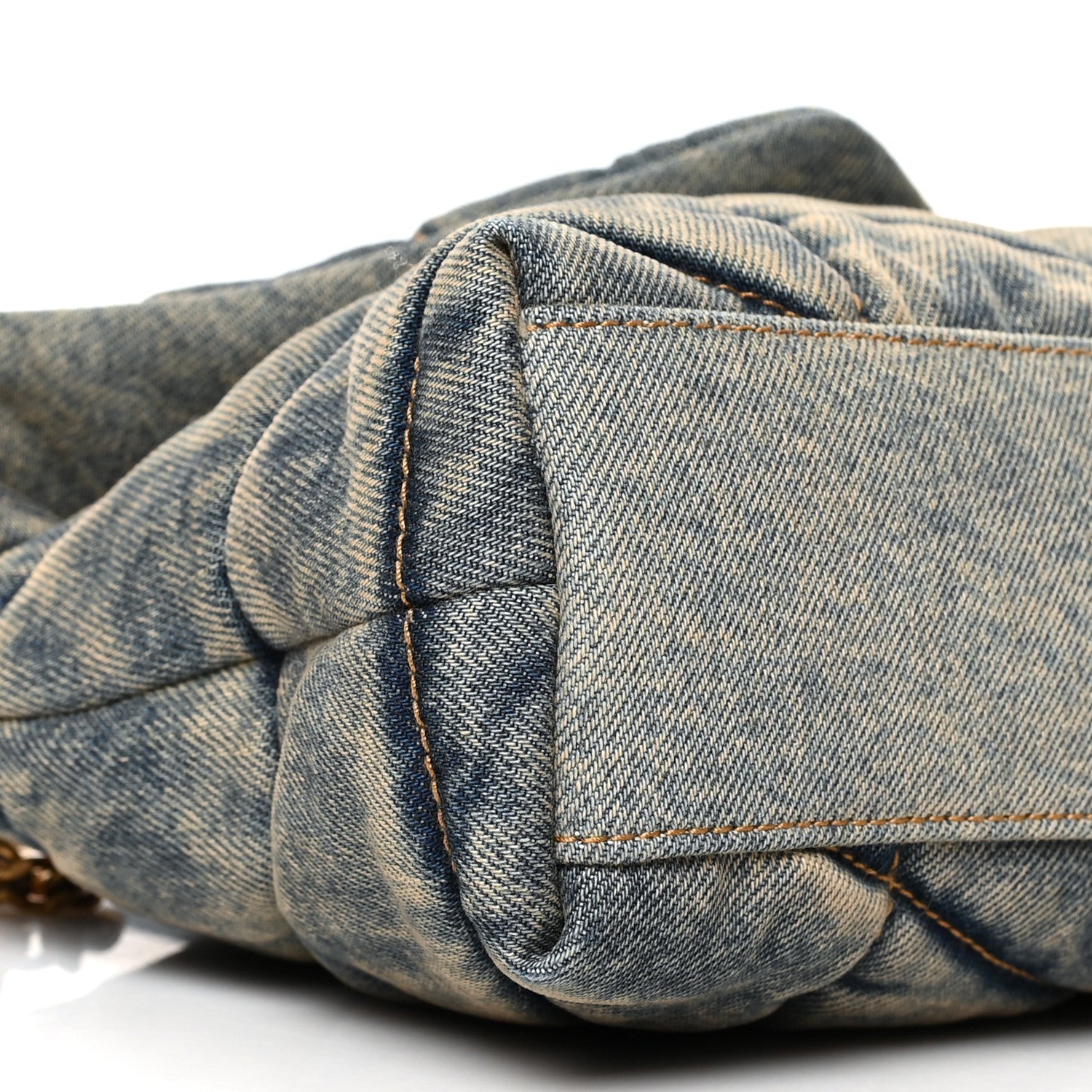 Saint Laurent Denim Quilted Toy Loulou Puffer Monogram Chain Satchel Blue Black 9 of 10