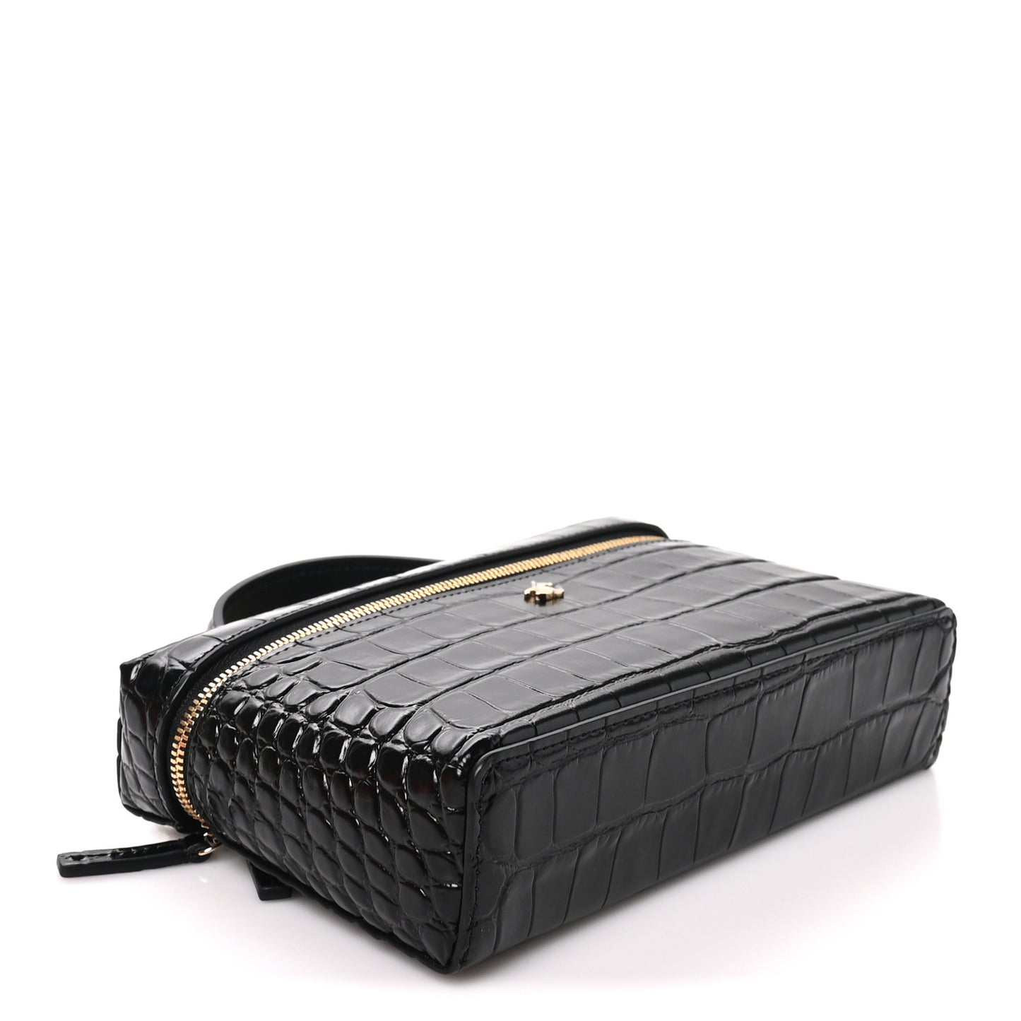 Calfskin Crocodile Embossed Crococo Exoticoco Vanity With Chain Black