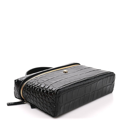 Chanel Calfskin Crocodile Embossed Crococo Exoticoco Vanity With Chain Black 4 of 11