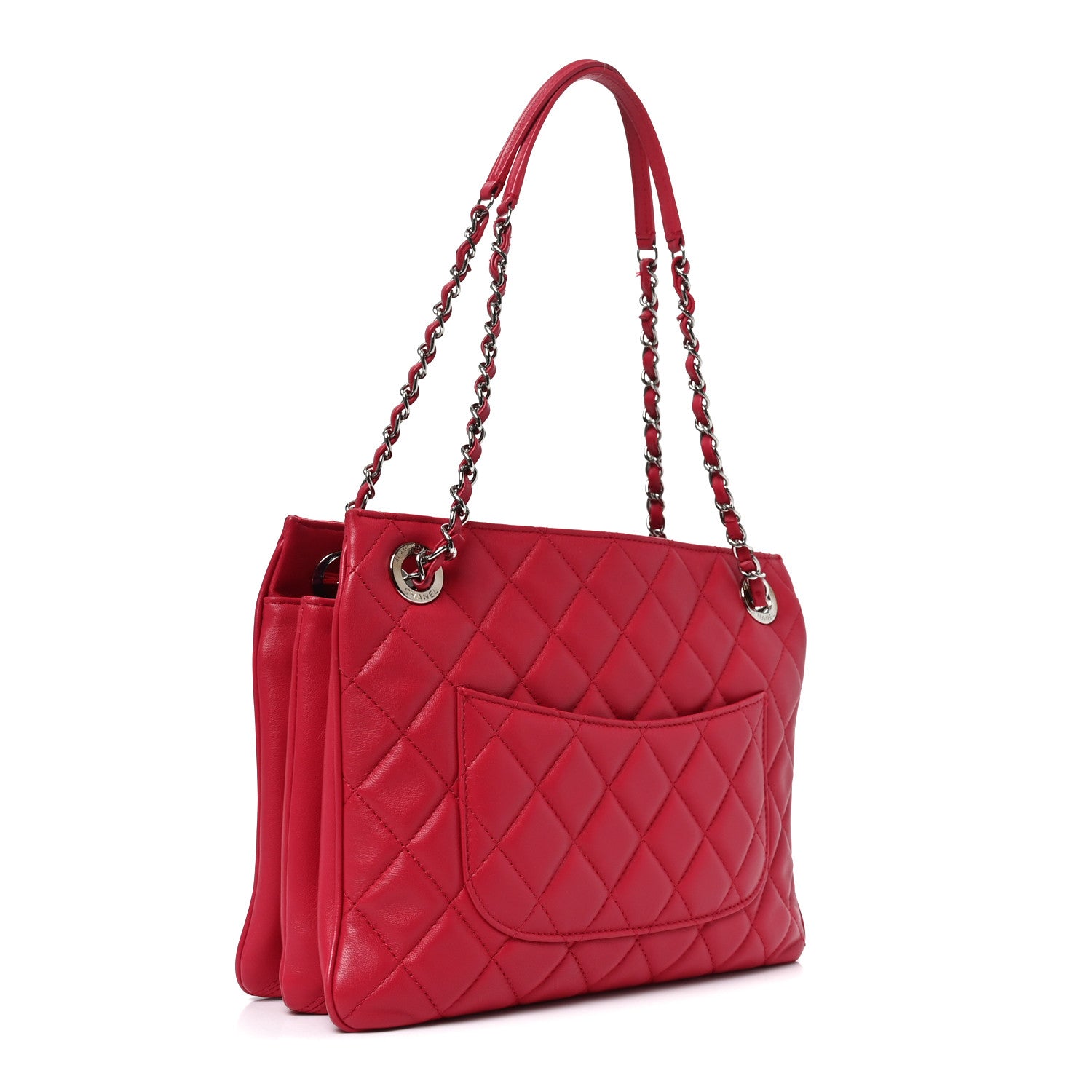 Chanel Lambskin Quilted Accordion Shopping Tote Dark Pink 1905856