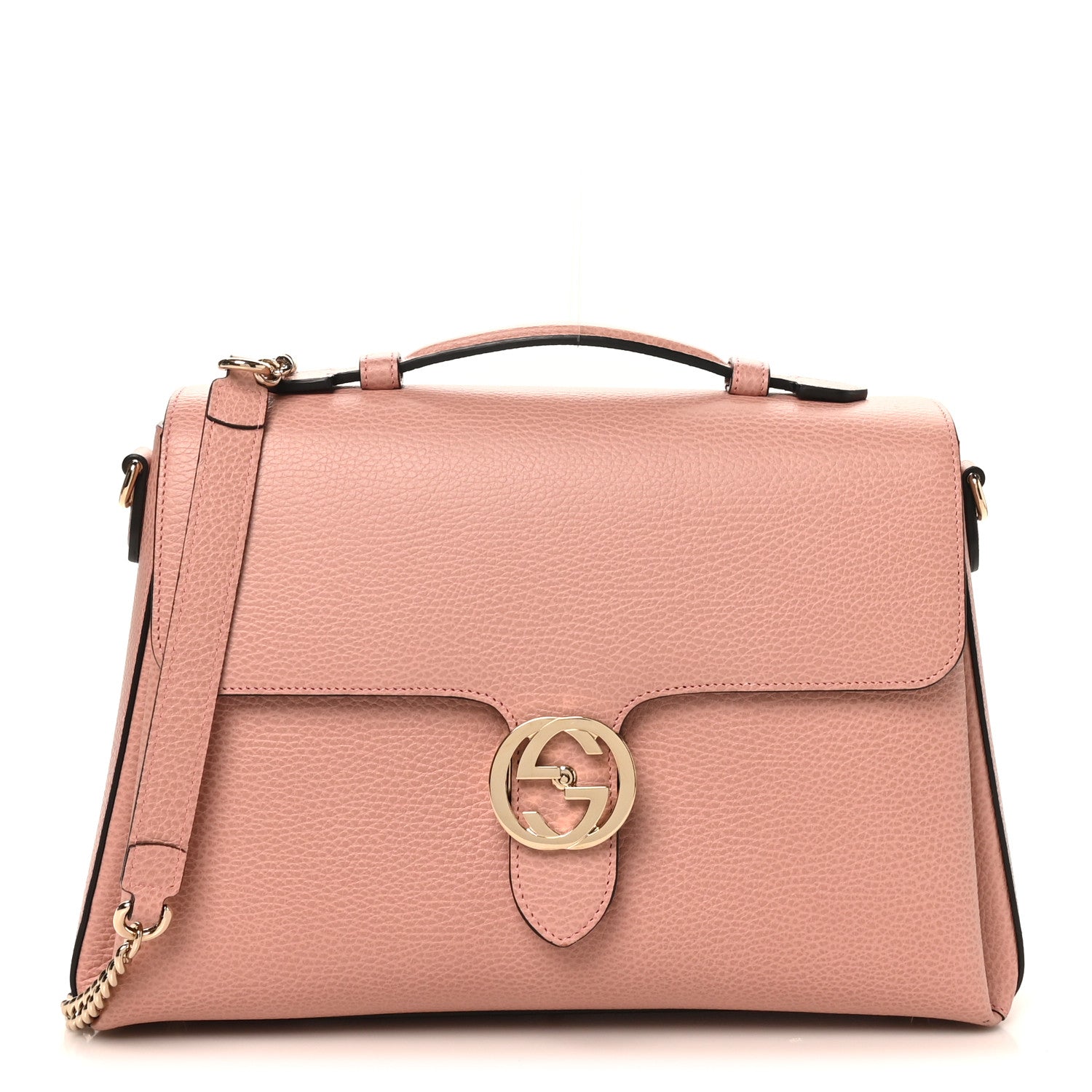 Gucci Dollar Calfskin Medium Interlocking G Top Handle Shoulder Bag Soft Pink 1 of 10