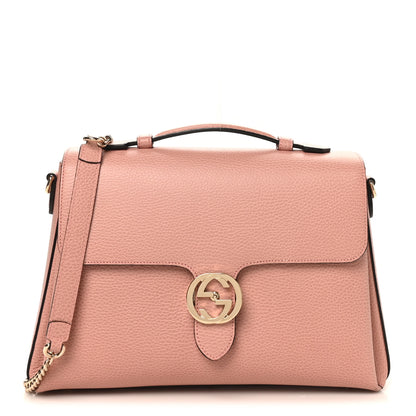 Gucci Dollar Calfskin Medium Interlocking G Top Handle Shoulder Bag Soft Pink 1 of 10