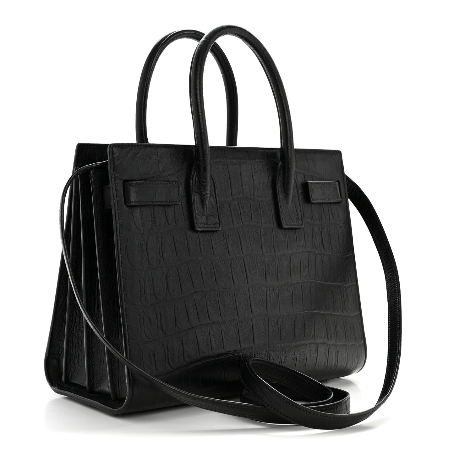 Calfskin Crocodile Embossed Baby Sac De Jour Black