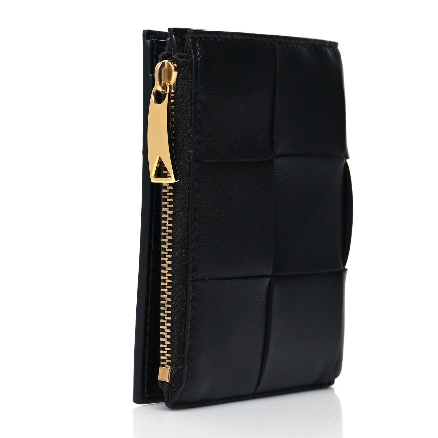Bottega Veneta Nappa Maxi Intrecciato Small Bi-Fold Zip Wallet Black 3 of 10