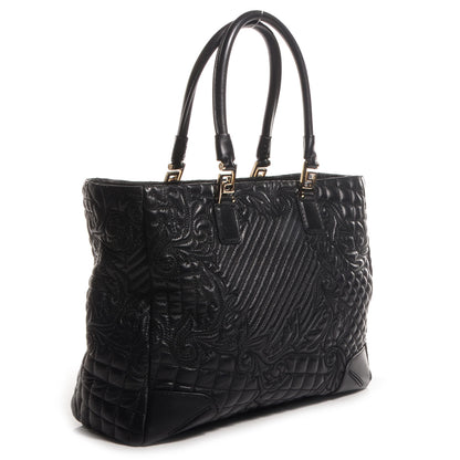 Versace Barocco Quilted Leather Elettra Vanitas Tote Black 3 of 9