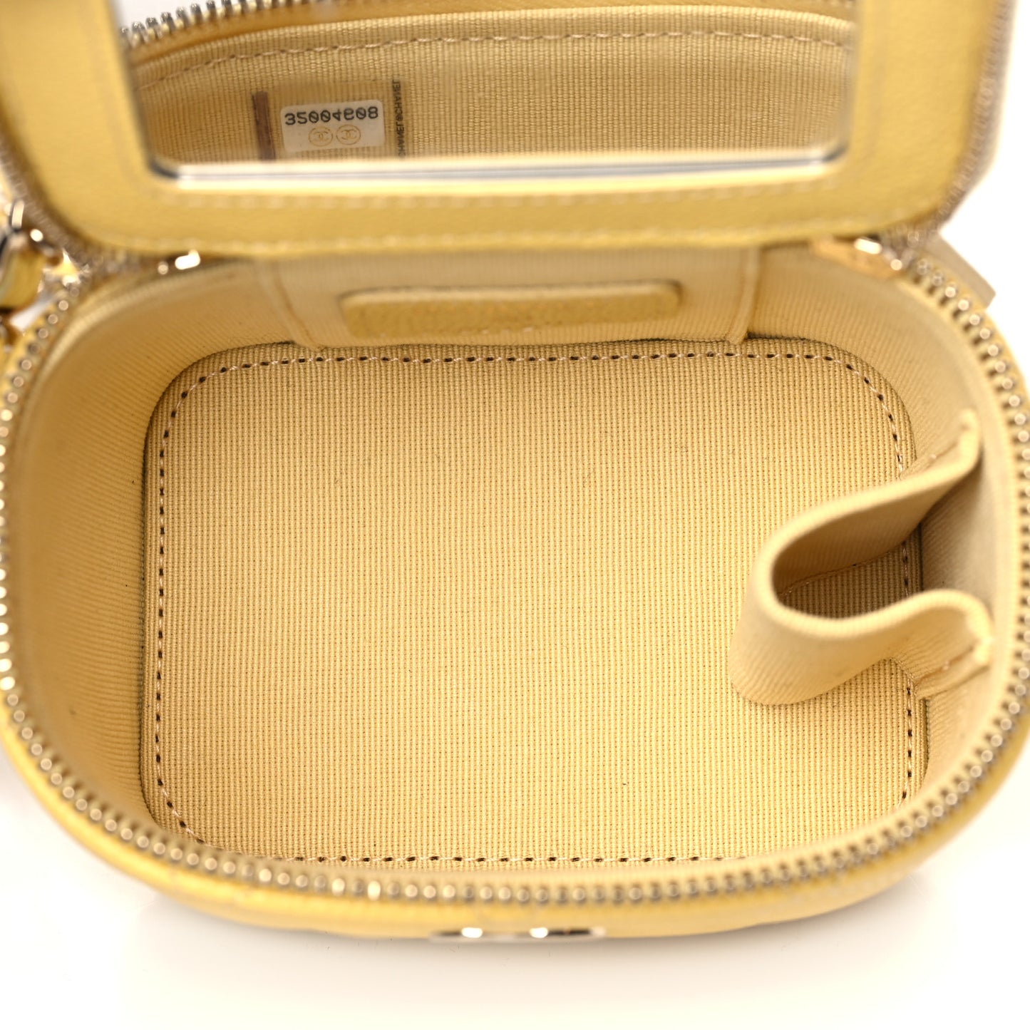 Caviar Quilted Tiny CC Mini Vanity Case With Chain Yellow