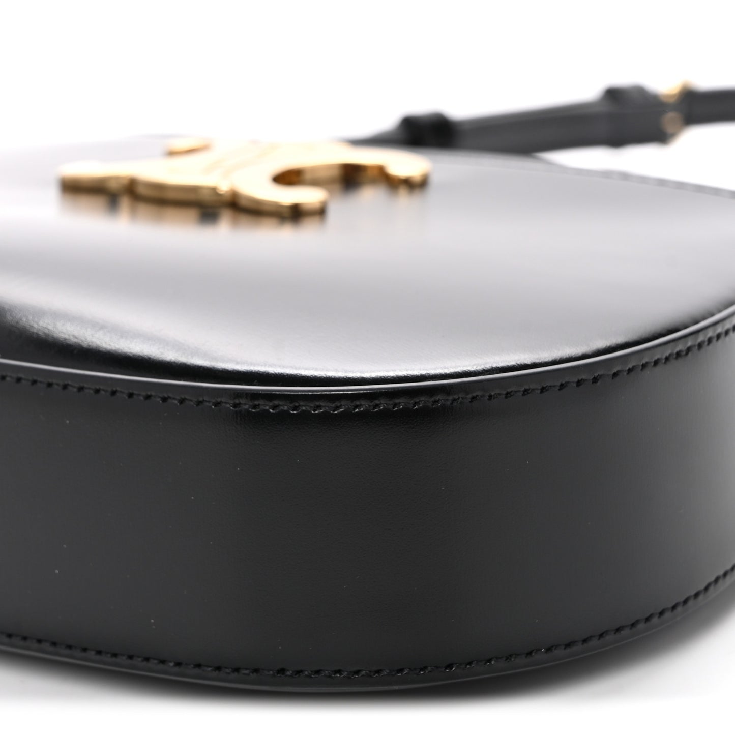 Shiny Calfskin Medium Tilly Triomphe Shoulder Bag Black