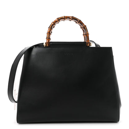 Gucci Nappa Bamboo Medium Nymphaea Top Handle Bag Black 1 of 10