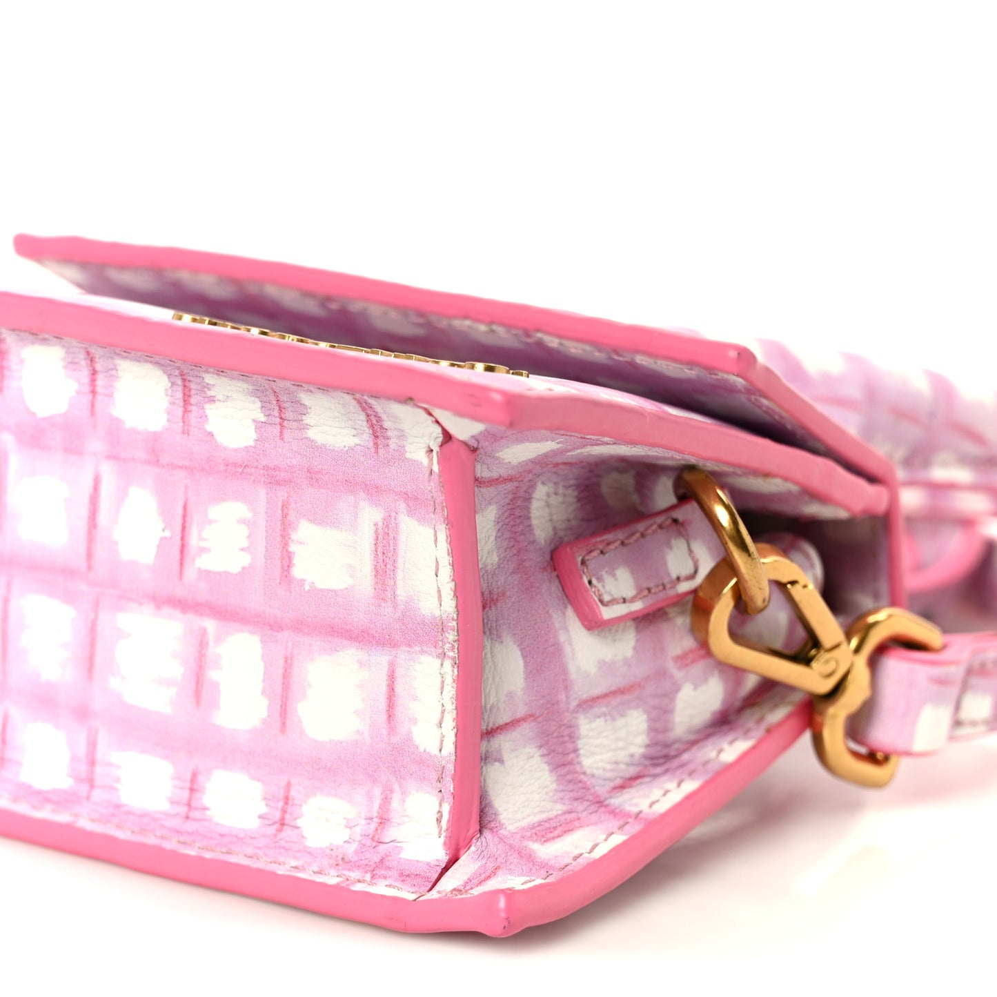 Smooth Calfskin Check Printed Le Chiquito Pink White