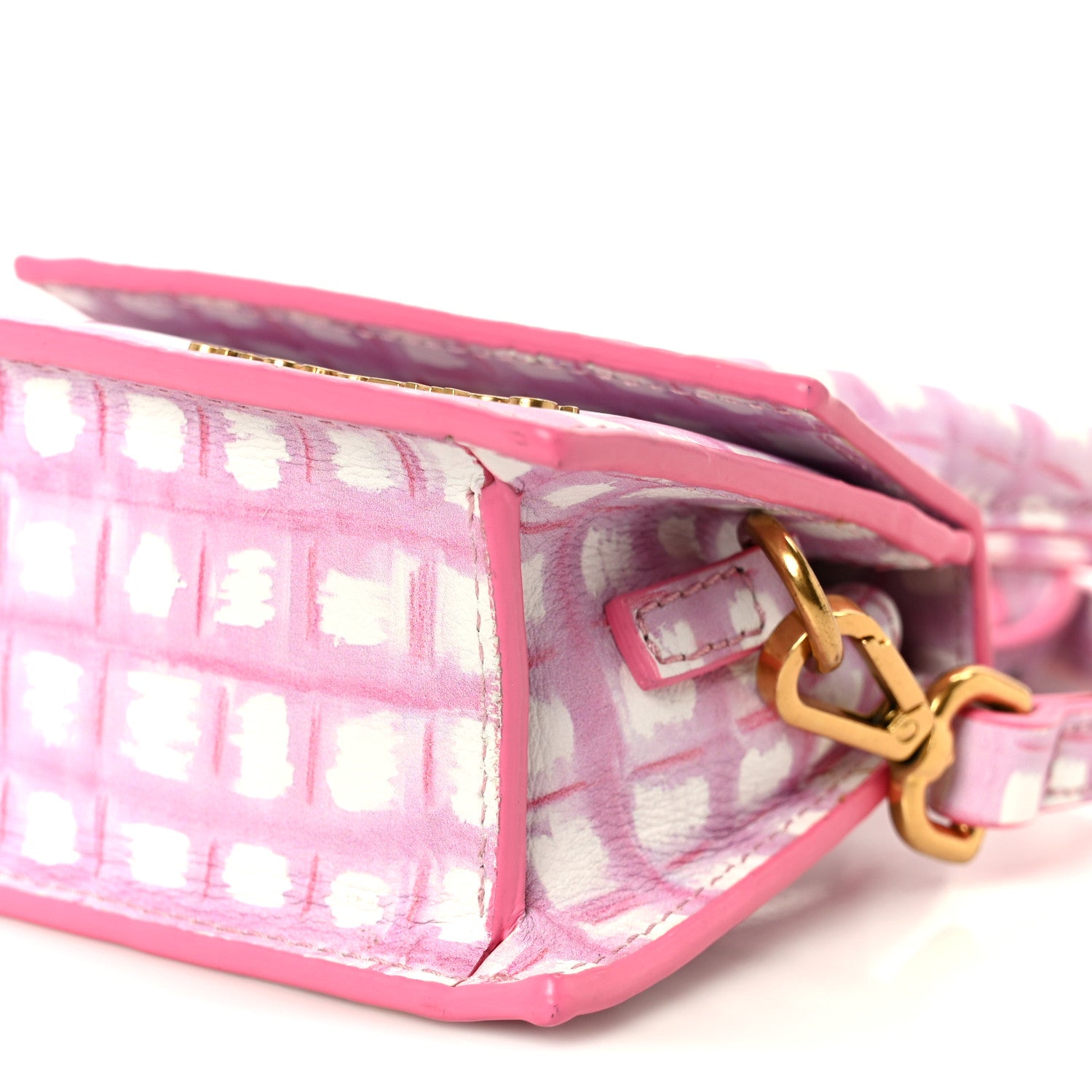 Jacquemus Smooth Calfskin Check Printed Le Chiquito Pink White 9 of 9