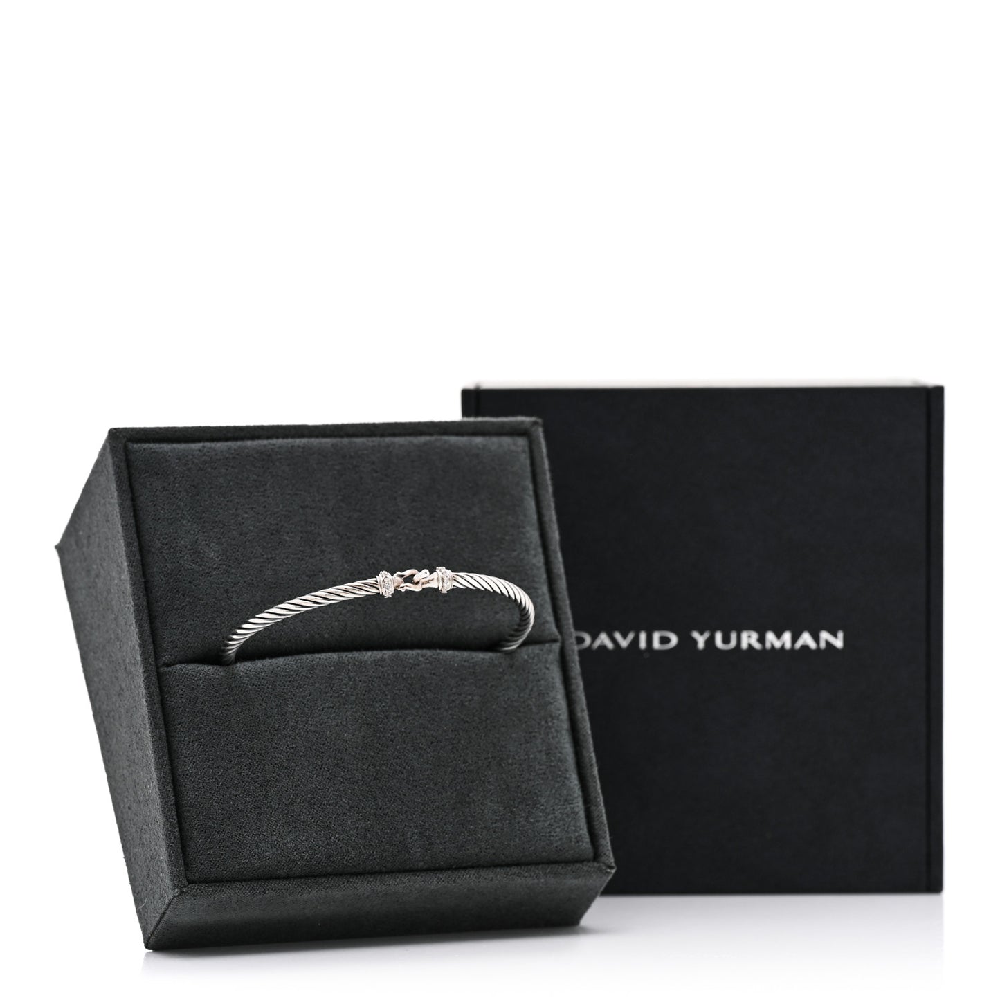 Sterling Silver Diamond 3mm Cable Buckle Bracelet