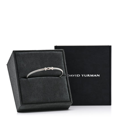 David Yurman Sterling Silver Diamond 3mm Cable Buckle Bracelet 4 of 4