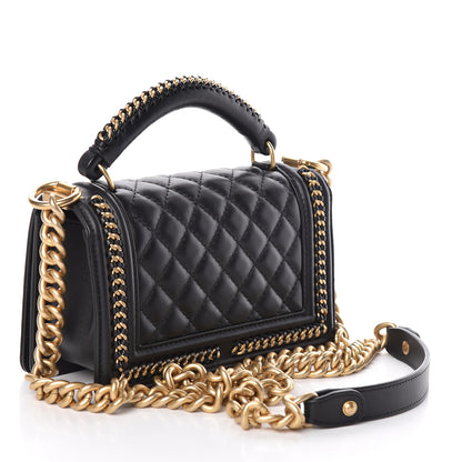 Chanel Calfskin Quilted Small Boy Top Handle Flap Black 3 of 10