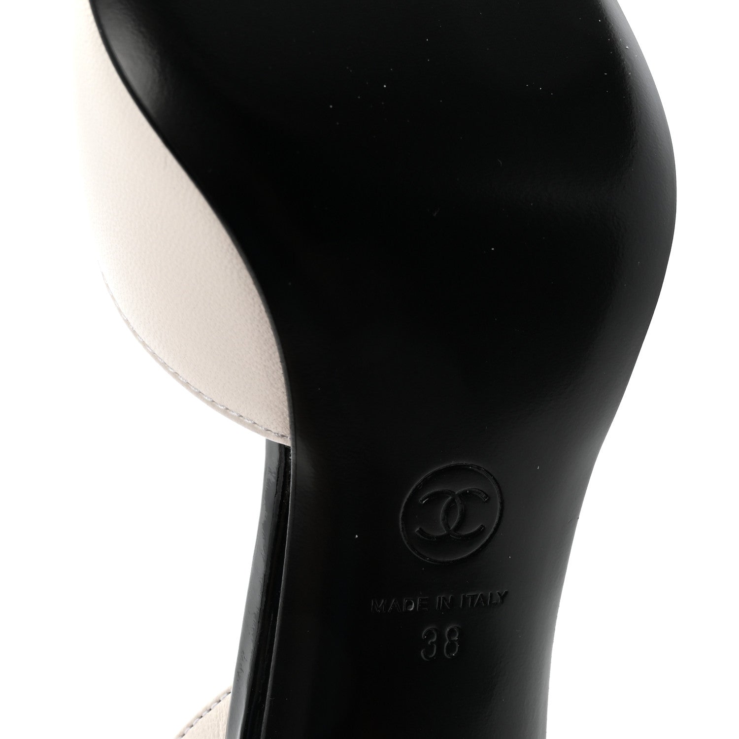 Chanel Lambskin Patent Calfskin Cap Toe CC Apple Slingback Pumps 38 White Black 7 of 10