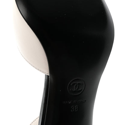 Chanel Lambskin Patent Calfskin Cap Toe CC Apple Slingback Pumps 38 White Black 7 of 10