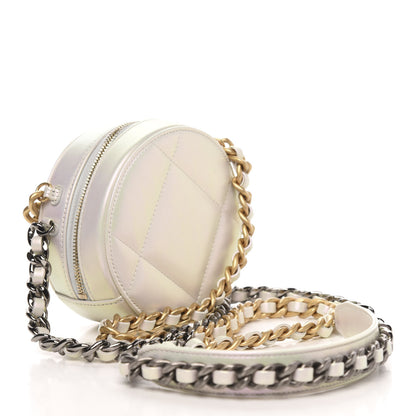Chanel Iridescent Calfskin Quilted 19 Round Clutch With Chain White 3 of 10