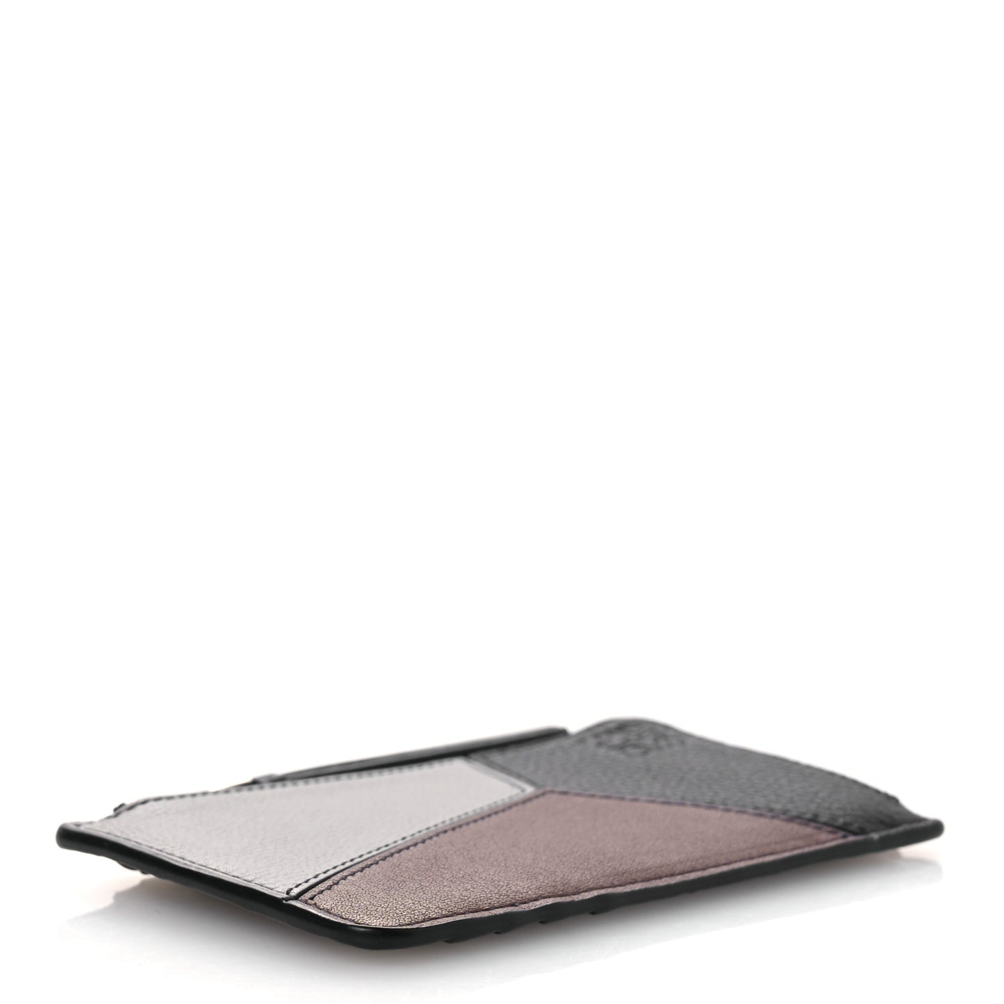 Calfskin Puzzle Colorblock Coin Card Holder Midnight