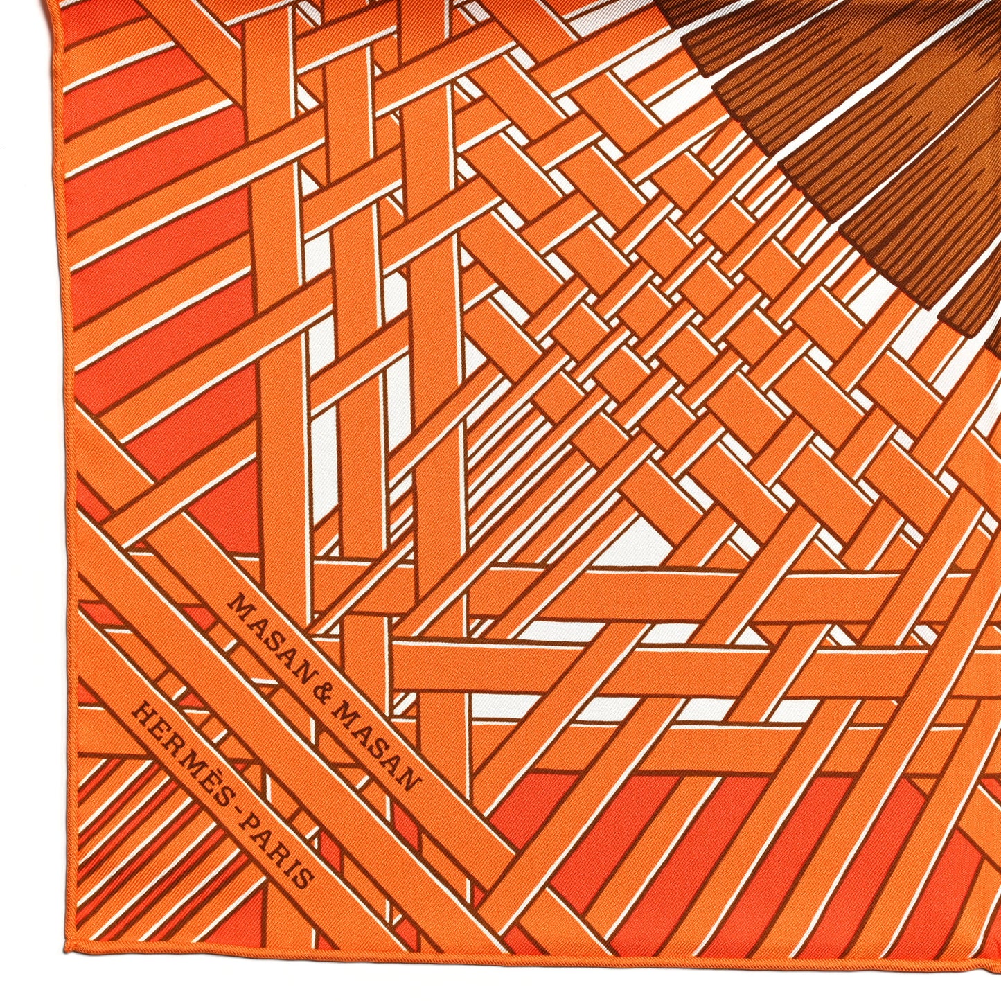 Silk Masan & Masan Scarf 90 Orange Grege Tabac
