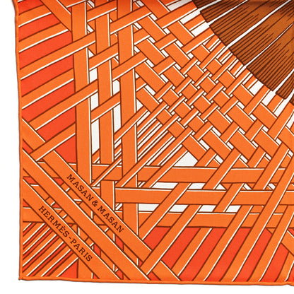 Hermes Silk Masan & Masan Scarf 90 Orange Grege Tabac 2 of 4