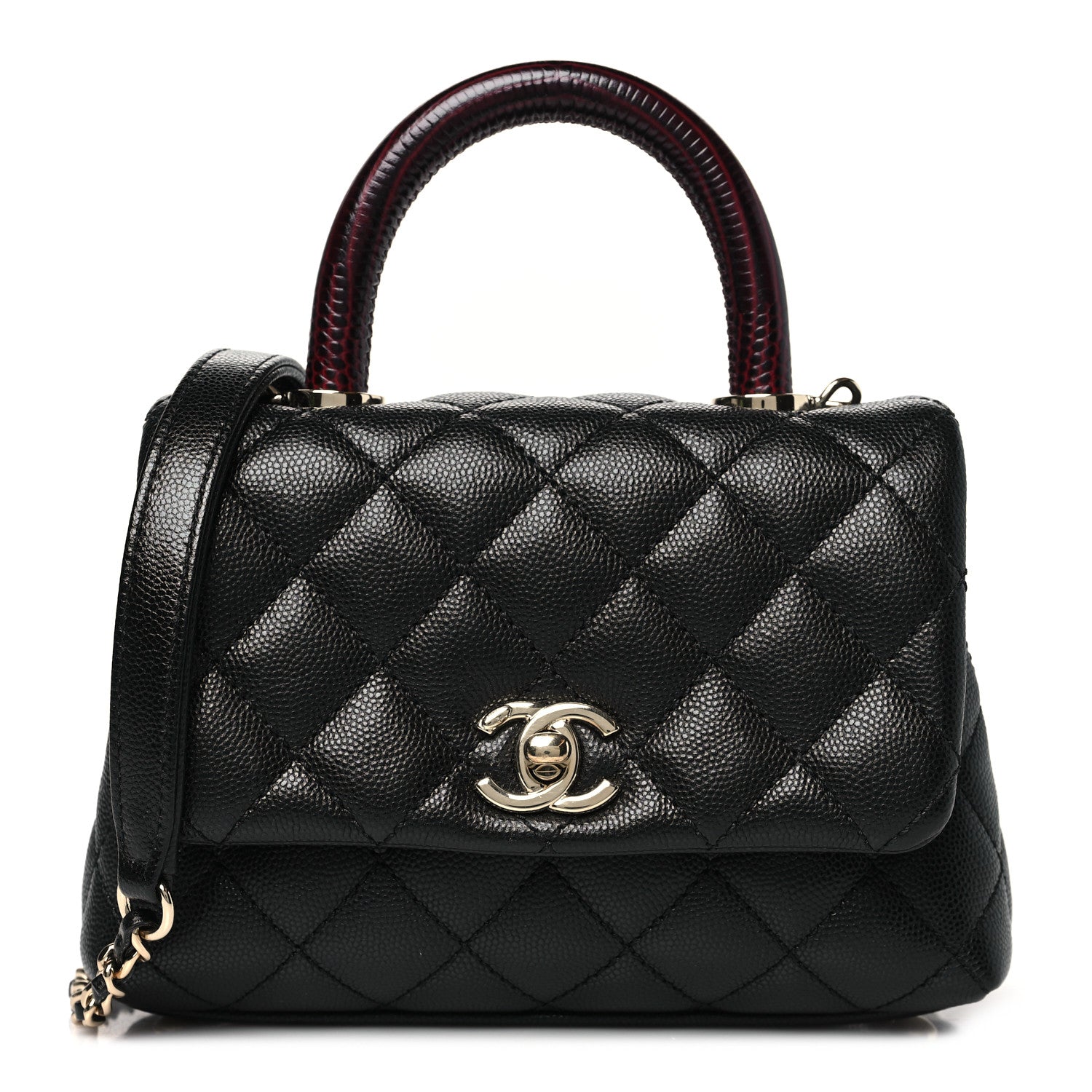Chanel Caviar Lizard Embossed Quilted Extra Mini Coco Handle Flap Black 1 of 11