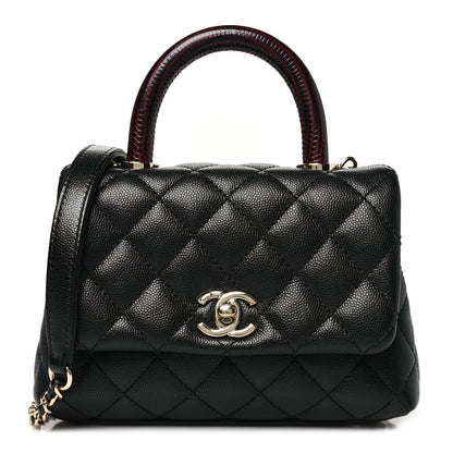 Chanel Caviar Lizard Embossed Quilted Extra Mini Coco Handle Flap Black 1 of 11