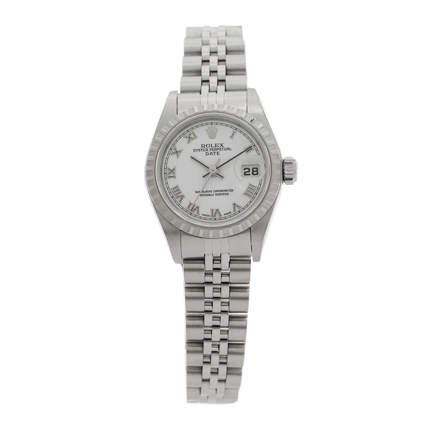 Rolex Stainless Steel 26mm Oyster Perpetual Date Watch White Roman 79240 1 of 5