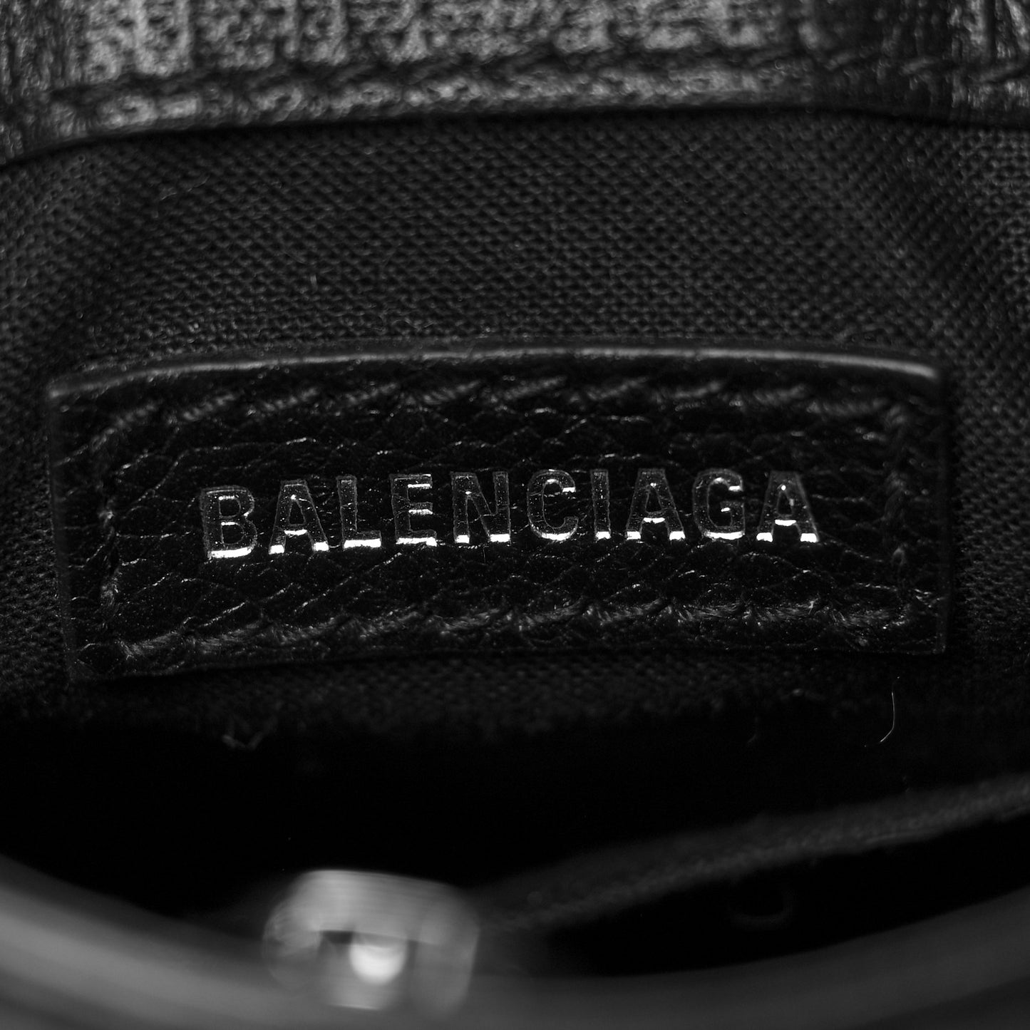 Squared Calfskin Logo Shopping Phone Holder Bag Black