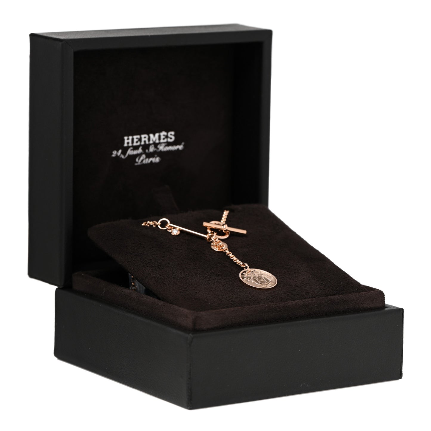 18K Rose Gold Diamond PM Ex-Libris Pendant Necklace