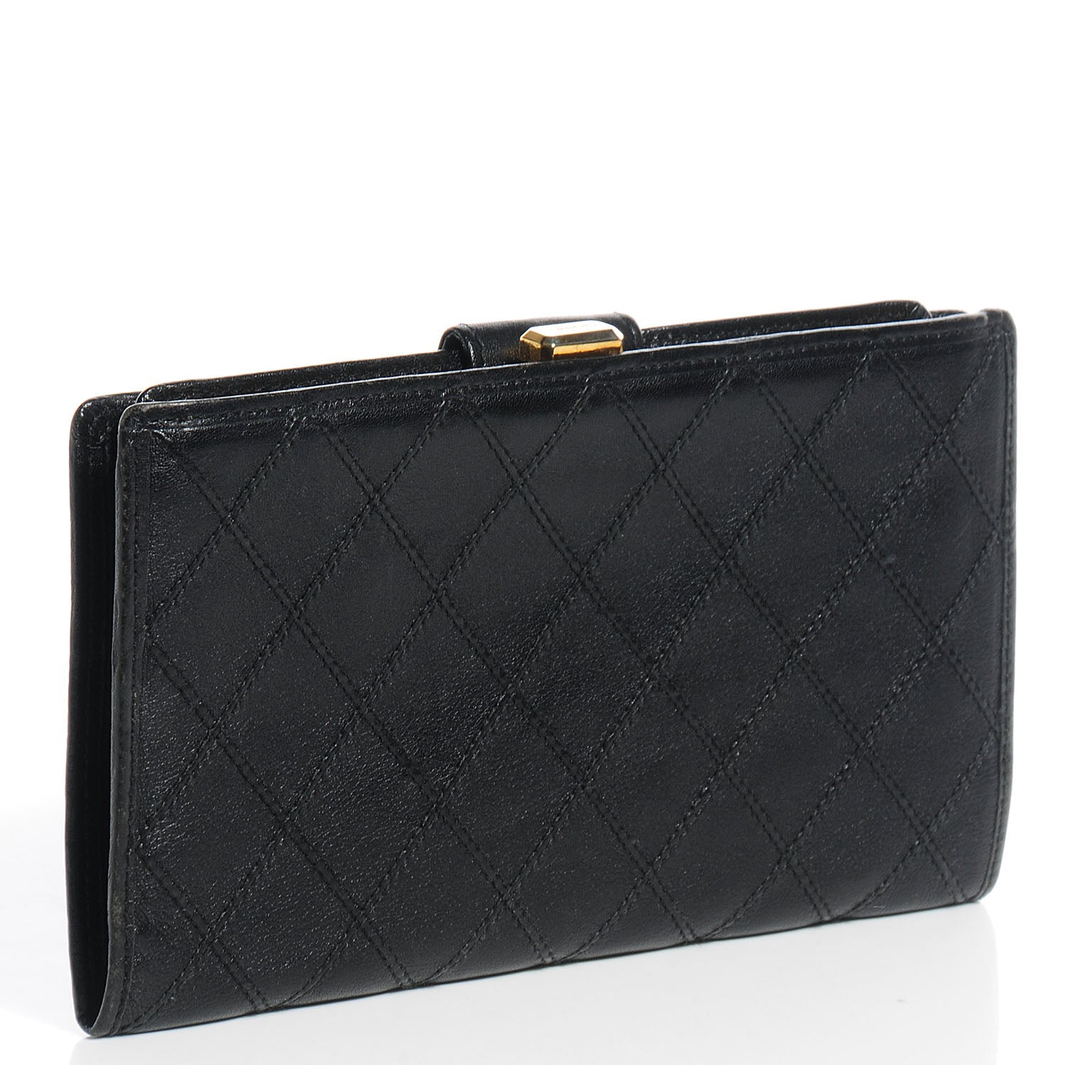 Chanel Lambskin Diamond Stitch French Wallet Black 3 of 7