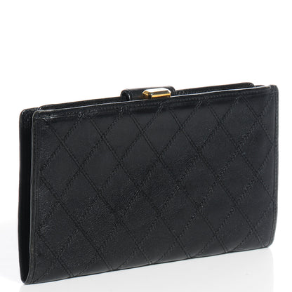 Chanel Lambskin Diamond Stitch French Wallet Black 3 of 7
