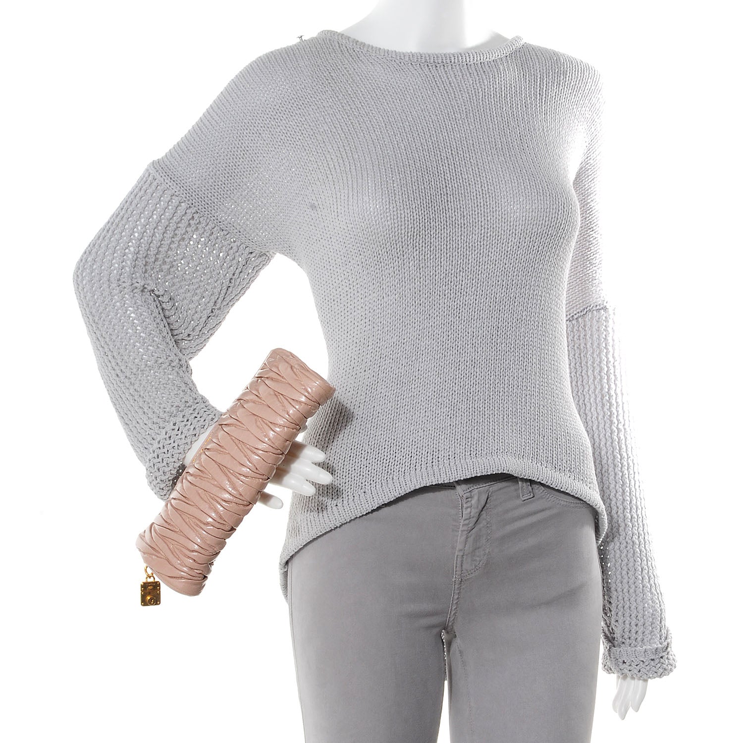 Miu Miu Leather Matelasse Lux Clutch Cipria 2 of 9