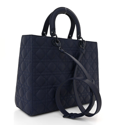 Christian Dior Ultra Matte Calfskin Cannage Large Lady Dior Blue 3 of 10