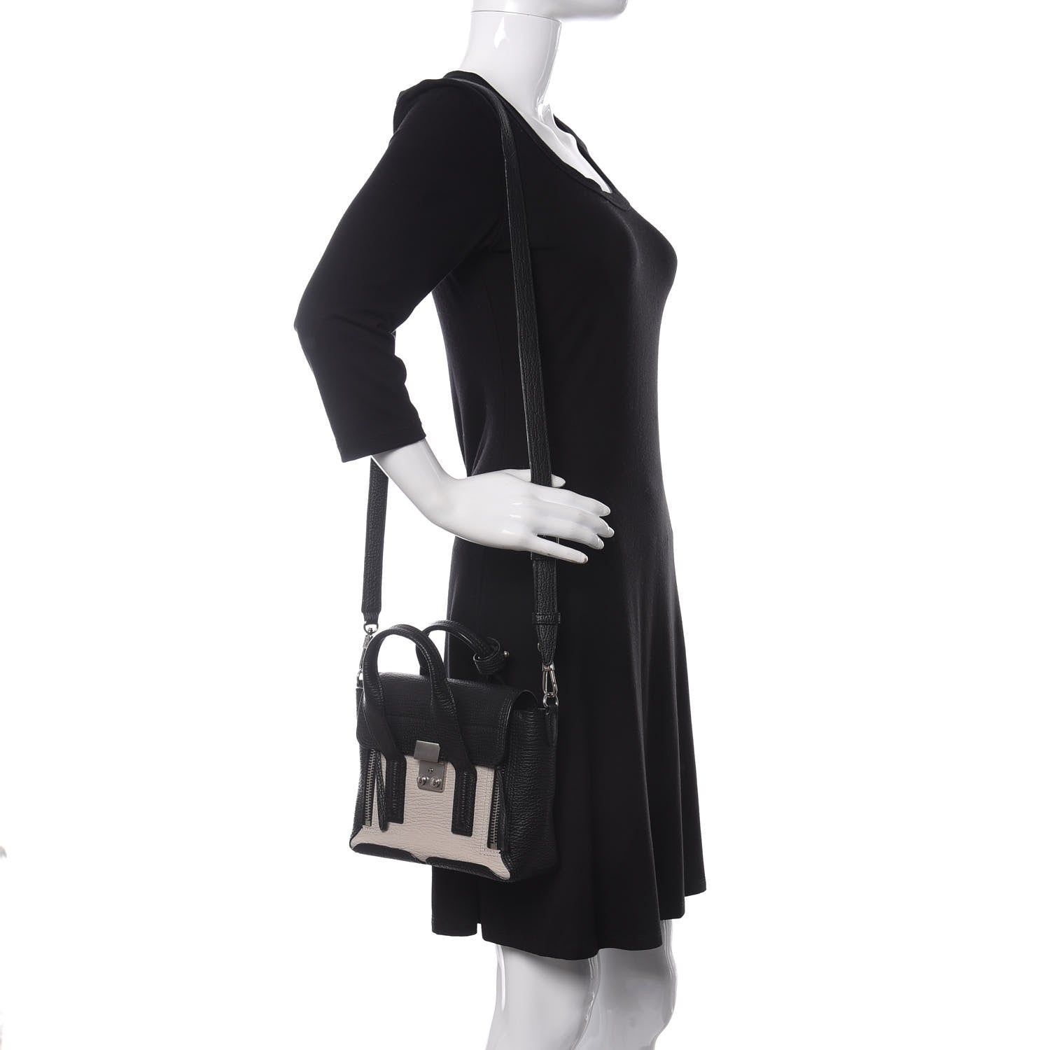 3.1 Phillip Lim Textured Calfskin Mini Pashli Satchel Black Feather 2 of 9