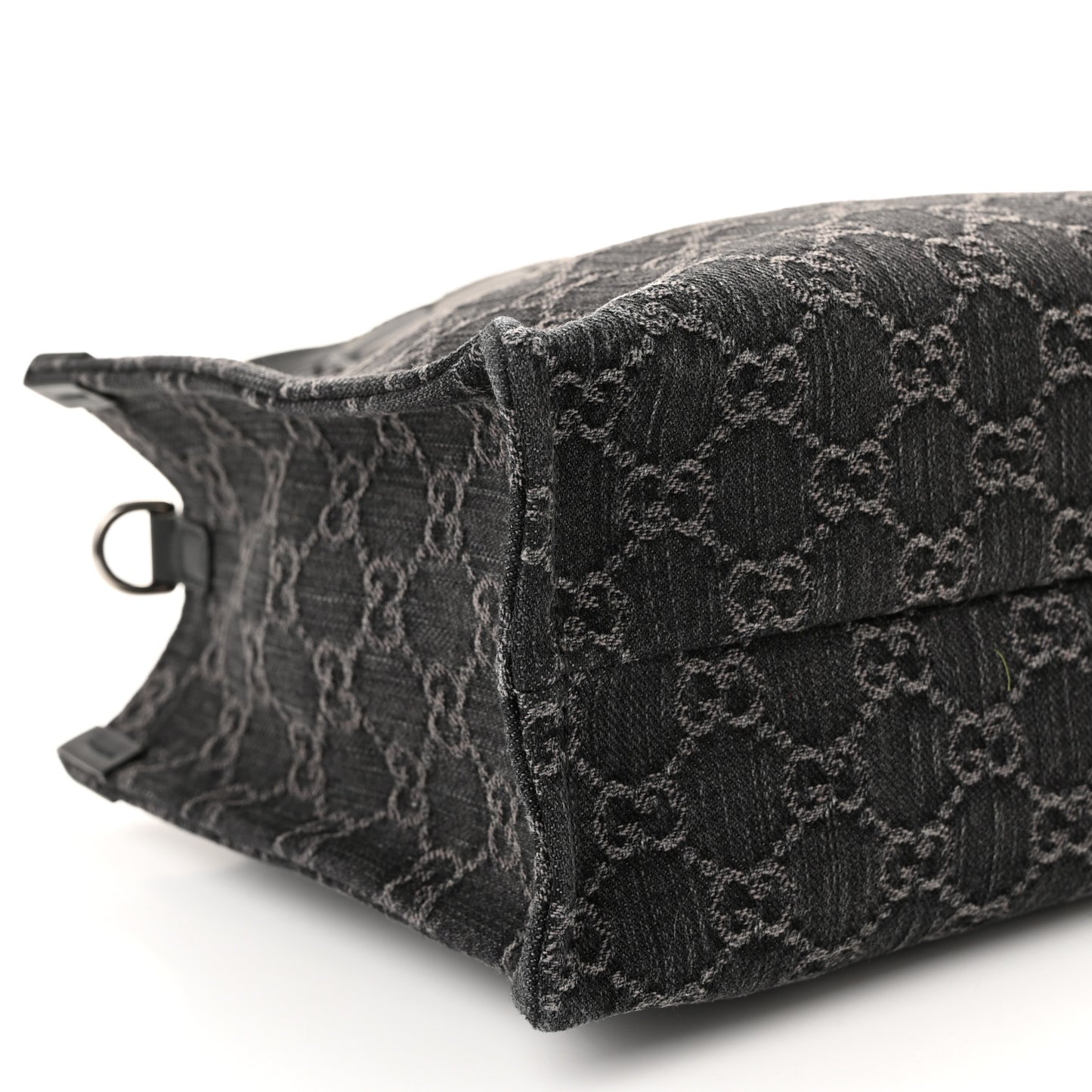 Denim Ophidia GG Monogram Tote Medium Black Grey