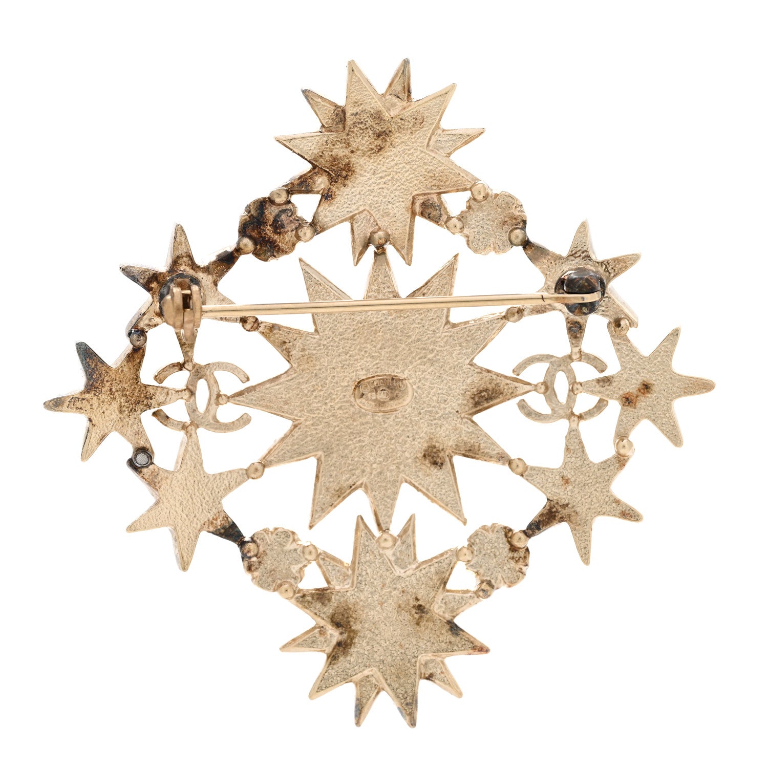 Chanel Pearl Crystal CC Star Brooch Gold 3 of 7