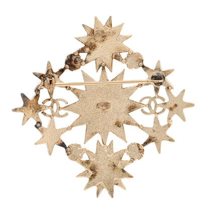 Chanel Pearl Crystal CC Star Brooch Gold 3 of 7