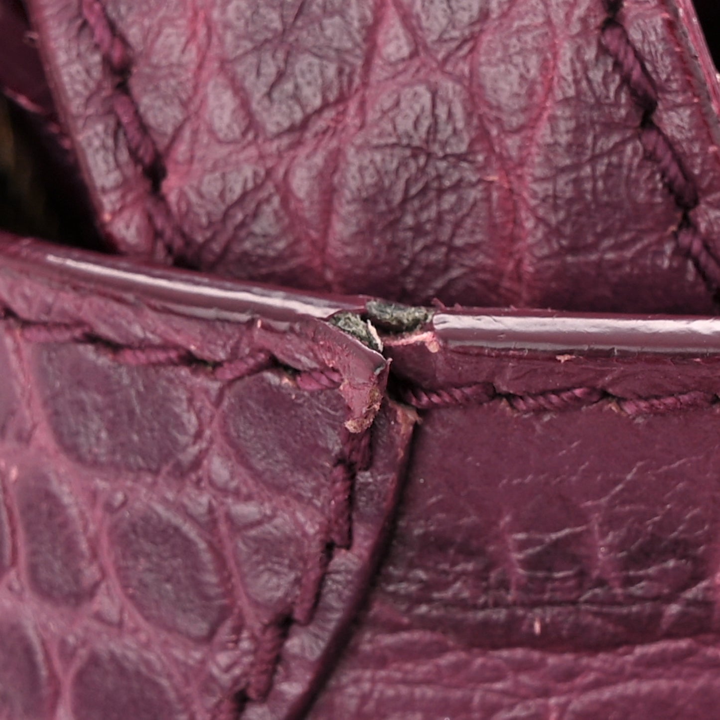 Calfskin Crocodile Embossed Giant 12 Gold Hardware Mini City Violet Prune