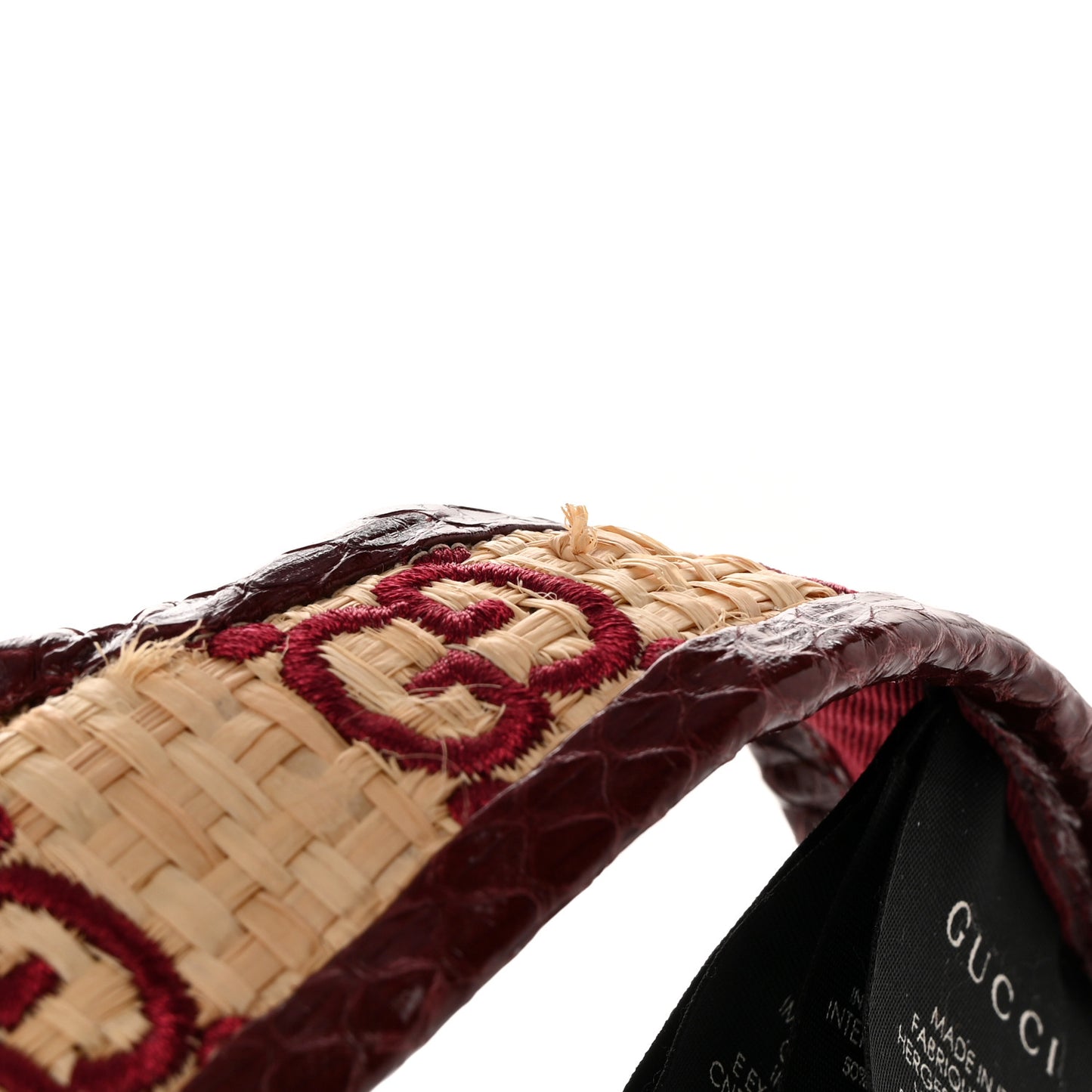 Raffia Elaphe GG Monogram Embroidered Afraa Visor M Ivory Bordeaux