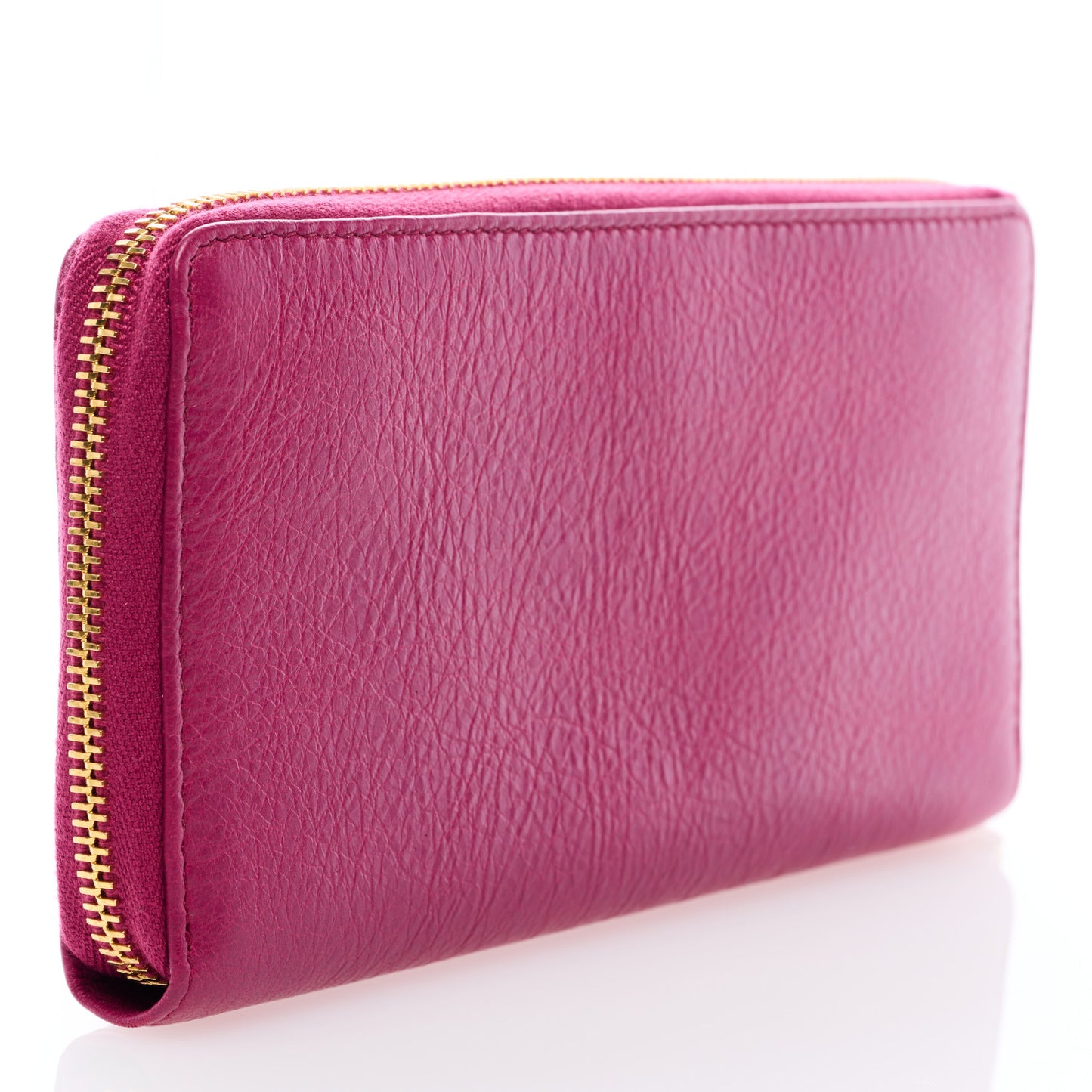 Agneau Classic Gold Hardware Continental Zip Around Wallet Rose Dahlia